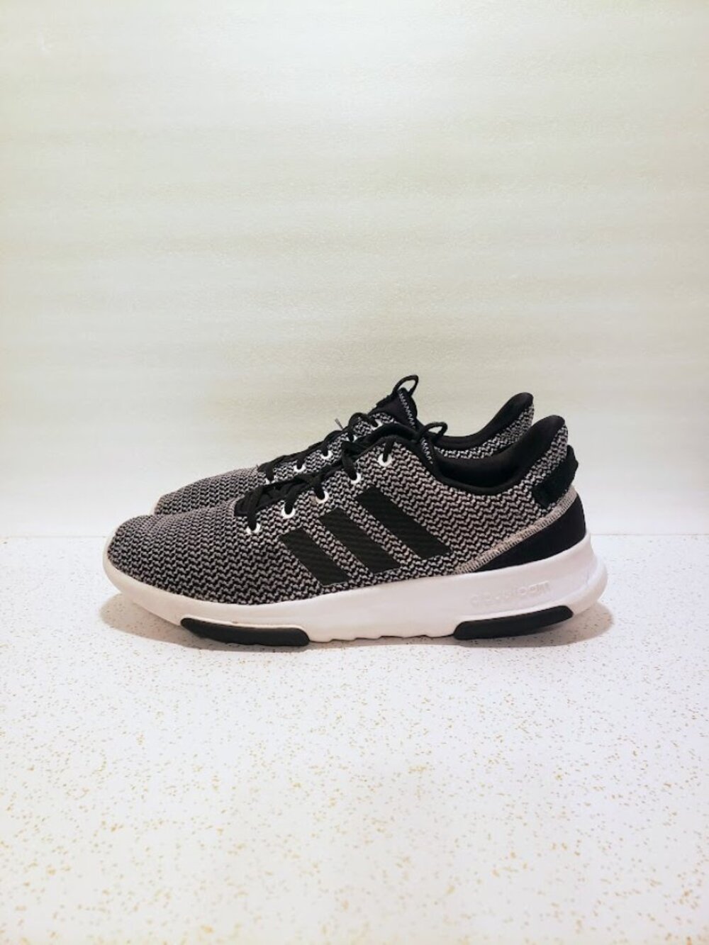 Adidas Cloudfoam Racer TR Knit Sneakers Black White Men's Size 11.5